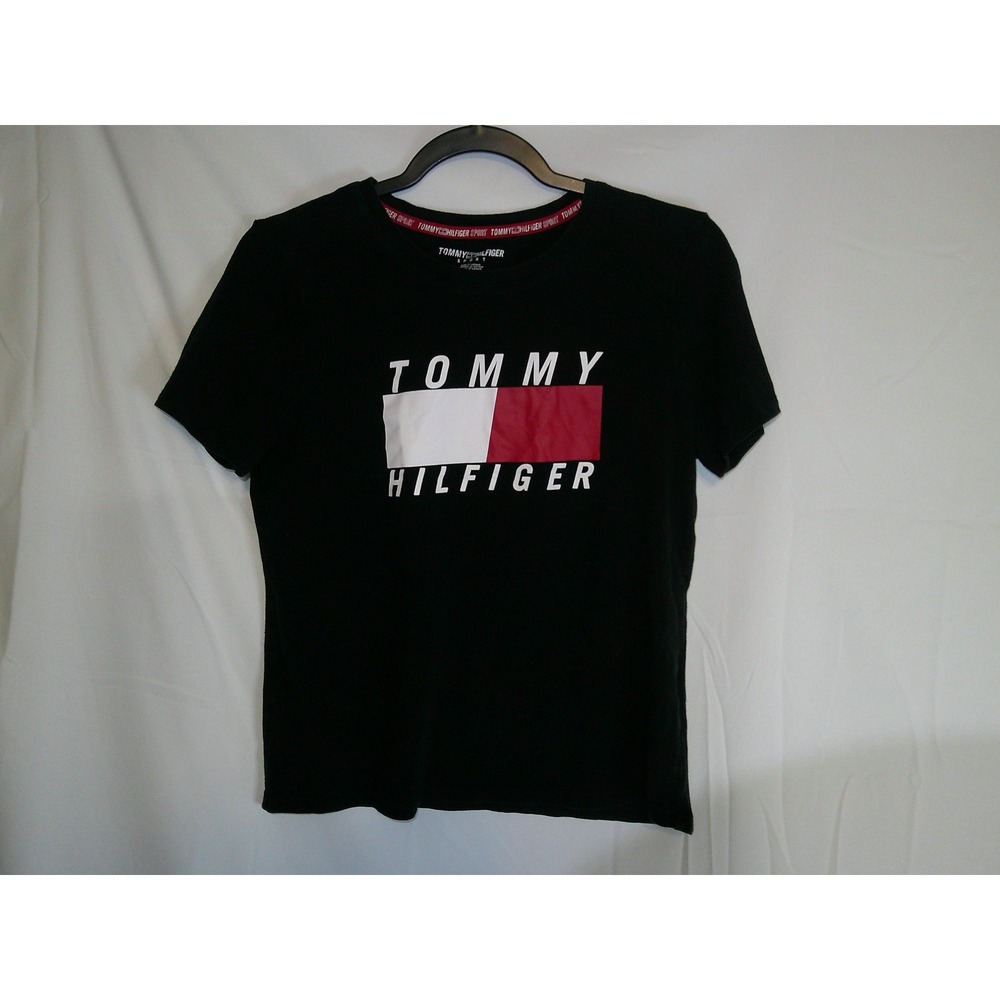 Tommy Hilfiger Sport Black T Shirt‎ Size S P CH Logo Graphic Tee